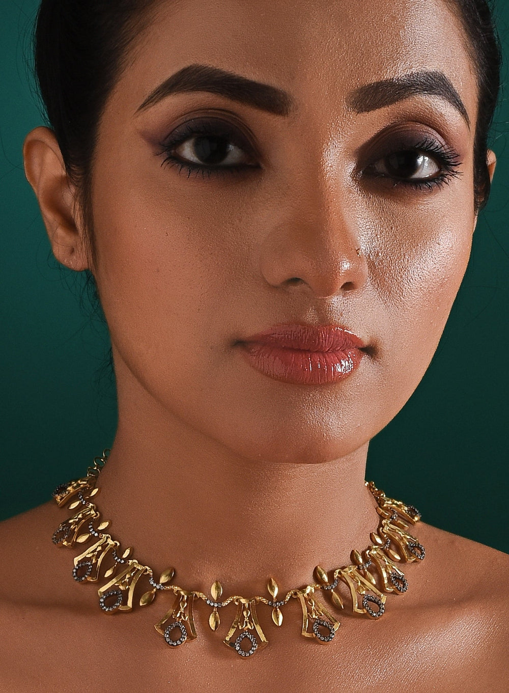 Gold Plated Dangling Necklace Zaza By Somya - Fabilicious Fashion
