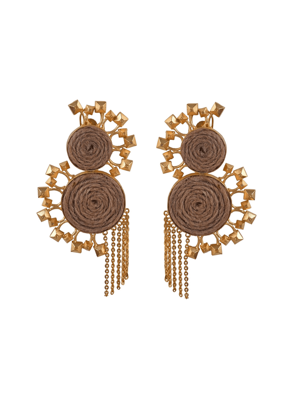 Gold Plated Drop - down Dangling Earrings Zaza By Somya - Fabilicious Fashion