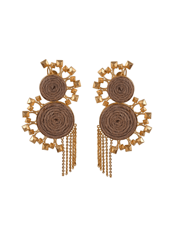 Gold Plated Drop - down Dangling Earrings Zaza By Somya - Fabilicious Fashion
