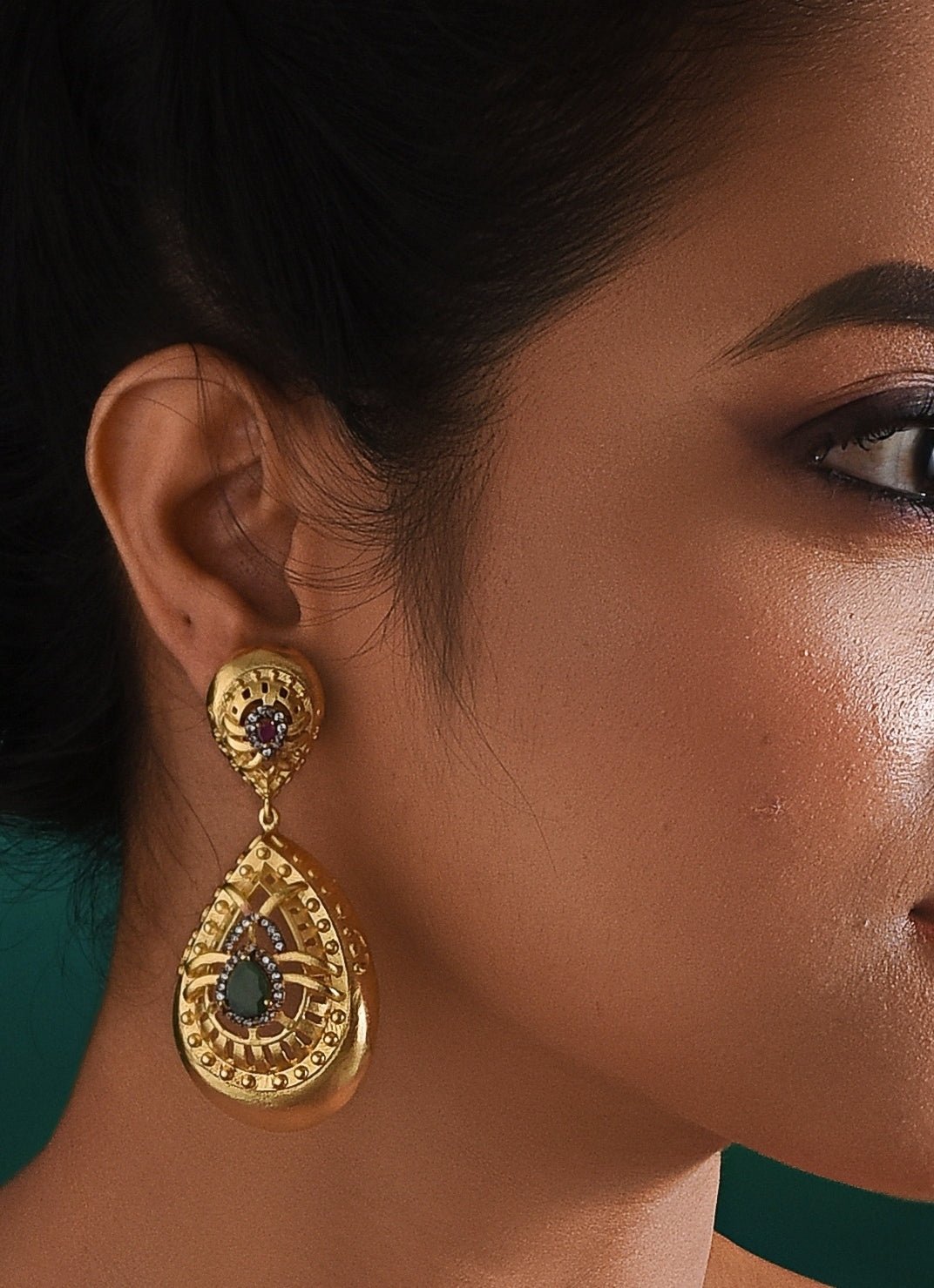 Gold Plated Drop Earrings Zaza By Somya - Fabilicious Fashion