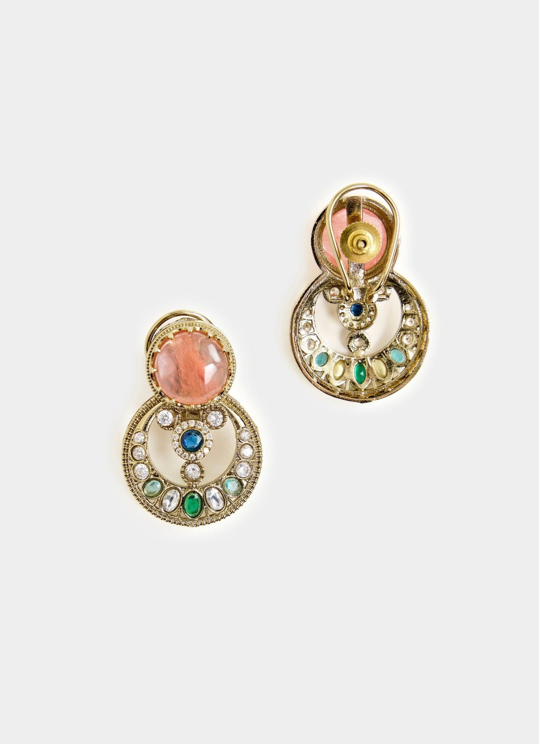 Gold Plated Earrings With Multicolor Stones Vivinia By Vidhi Mehra - Fabilicious Fashion