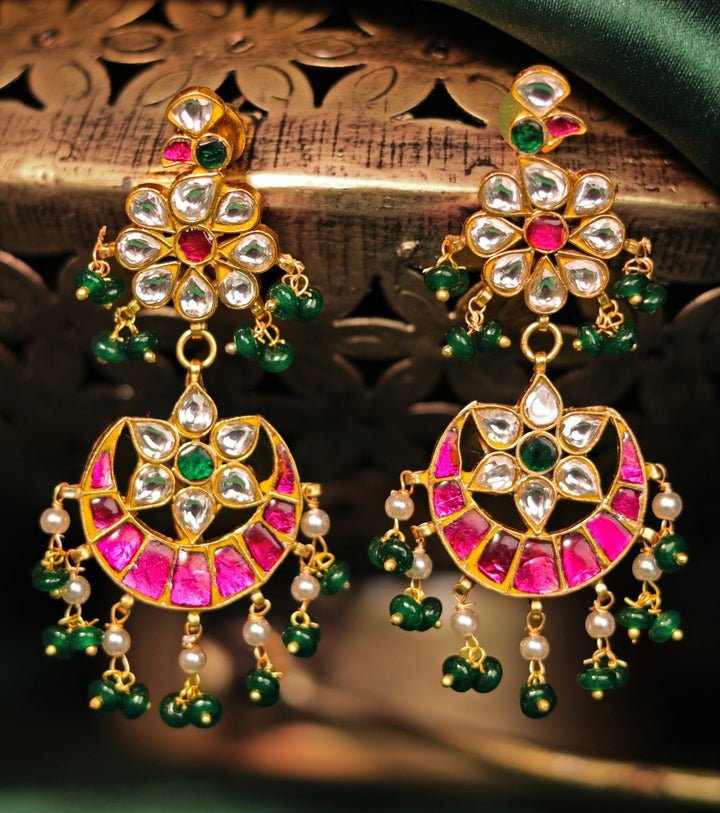 Gold Plated Emerald And Pink Beaded Choker Set Kalyani Indian Jewelry - Fabilicious Fashion