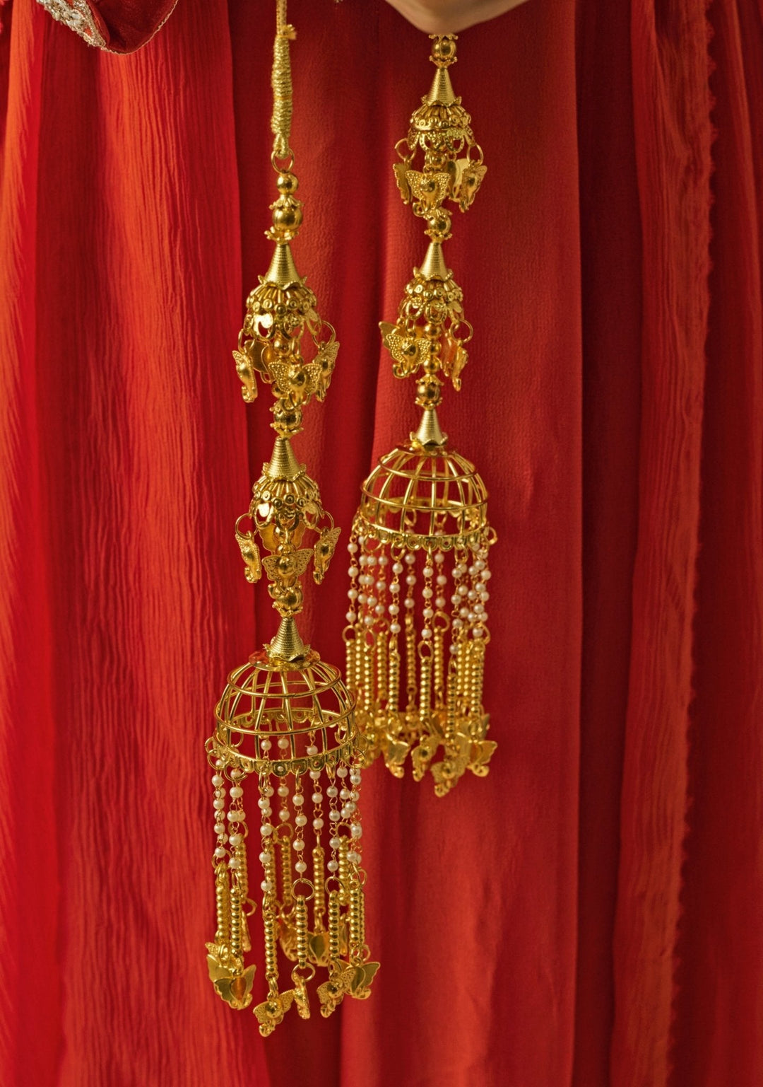 Gold Plated Floral Bridal Kaleeras Vivinia by Vidhi Mehra - Fabilicious Fashion