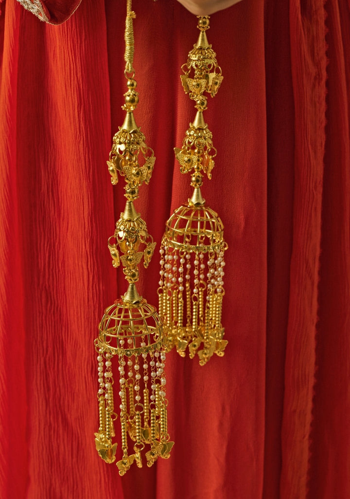 Gold Plated Floral Bridal Kaleeras Vivinia by Vidhi Mehra - Fabilicious Fashion