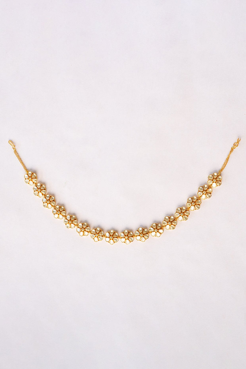 Gold Plated Floral Design Moissanite Sheeshpatti Zevar by Geeta - Fabilicious Fashion