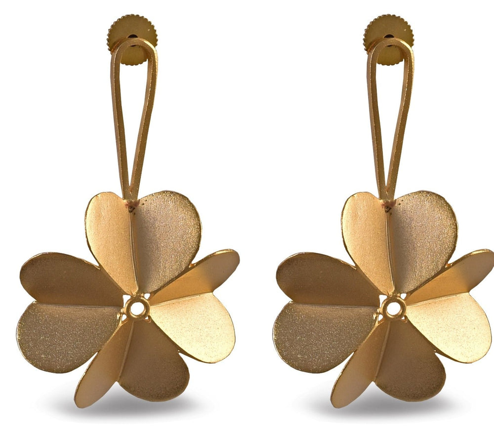 Gold Plated Floral Drop - down Stud Earrings Zaza By Somya - Fabilicious Fashion