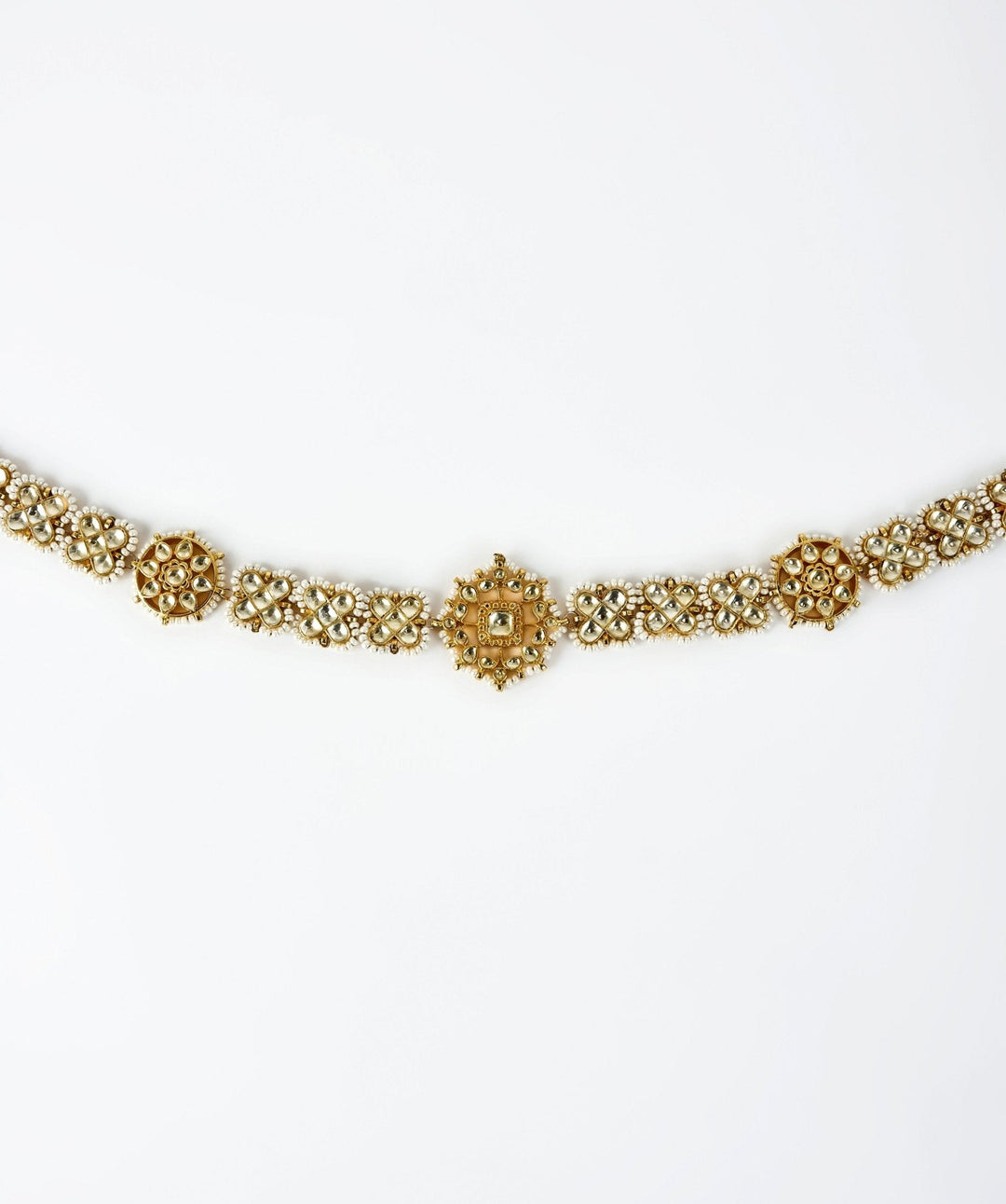 Gold Plated Floral Kundan And Polki Matha Patti Vivinia by Vidhi Mehra - Fabilicious Fashion