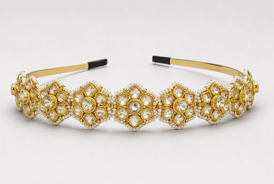 Vivinia By Vidhi Mehra Gold Plated Floral Polki HeadbandFabilicious Fashion