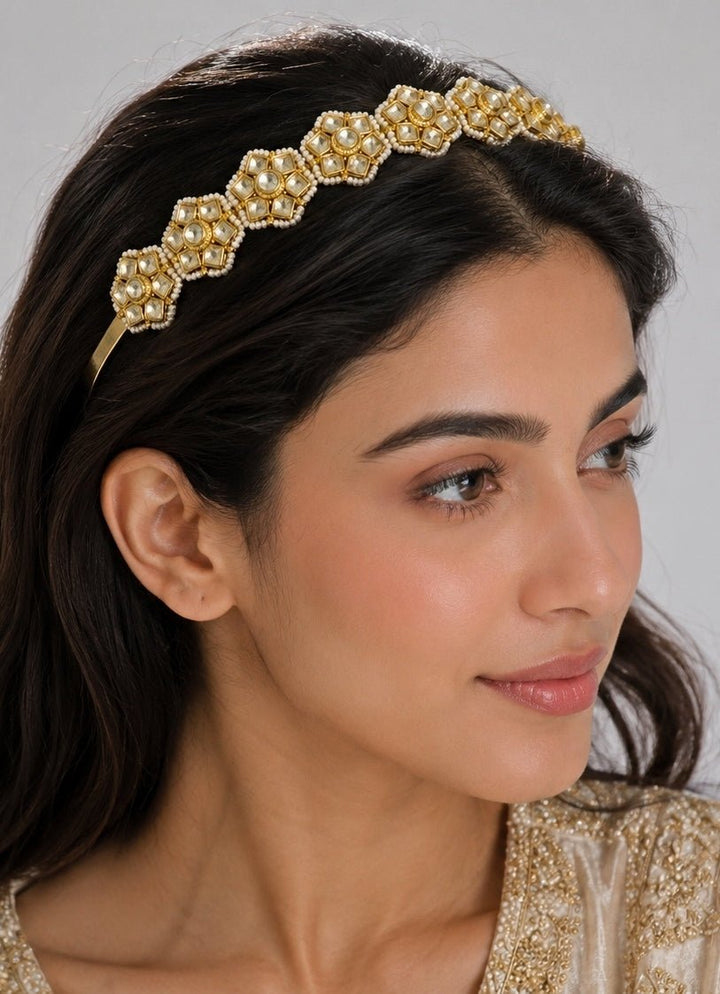 Vivinia By Vidhi Mehra Gold Plated Floral Polki HeadbandFabilicious Fashion