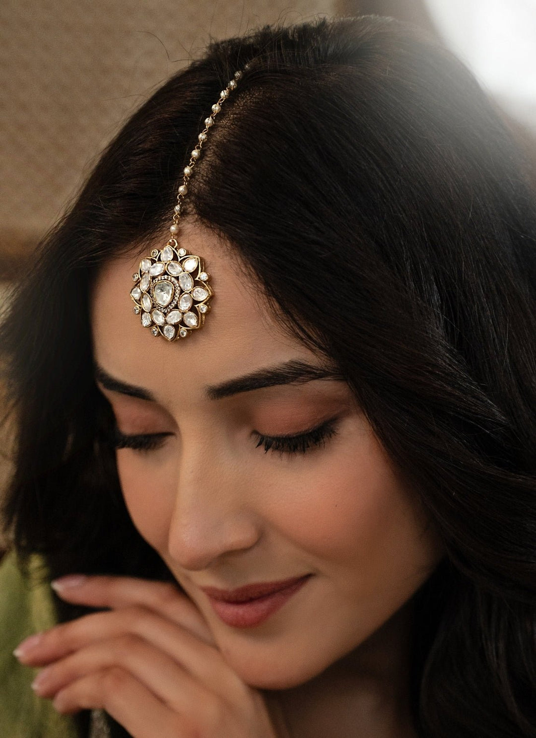 Do Taara Gold Plated Floral Polki MaangtikkaFabilicious Fashion
