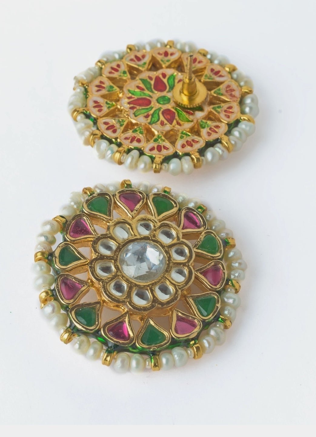 Gold Plated Green And Pink Stone Choker Necklace Set Vivinia by Vidhi Mehra - Fabilicious Fashion