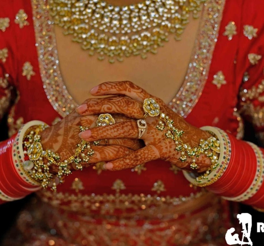 Gold Plated Green Beaded Haathphool Riana Jewellery - Fabilicious Fashion