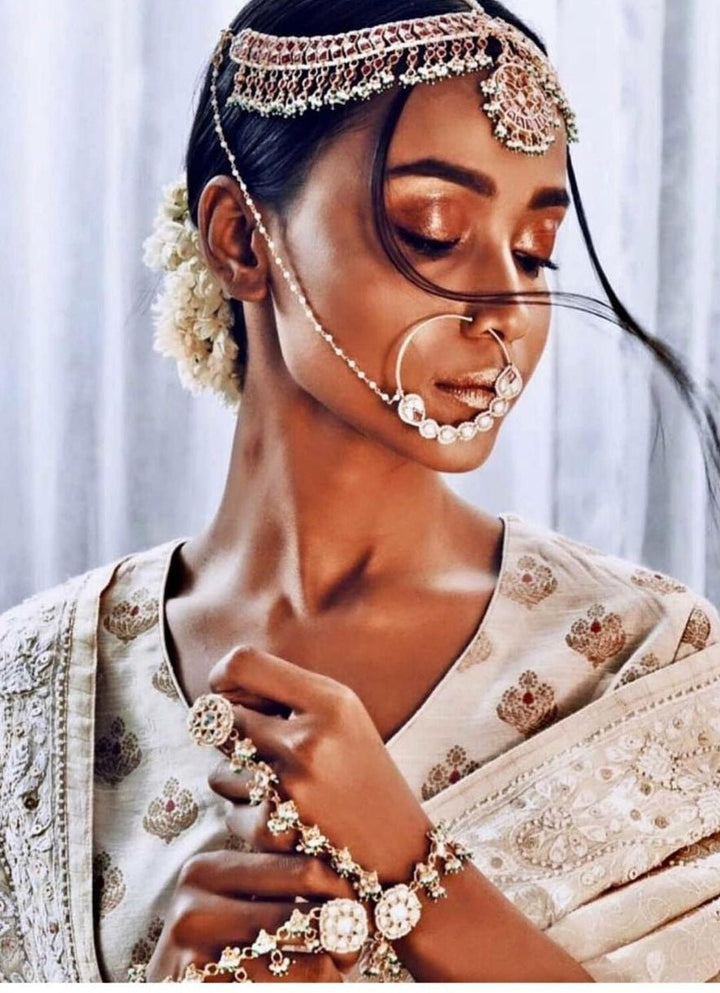 Gold Plated Green Beaded Haathphool Riana Jewellery - Fabilicious Fashion