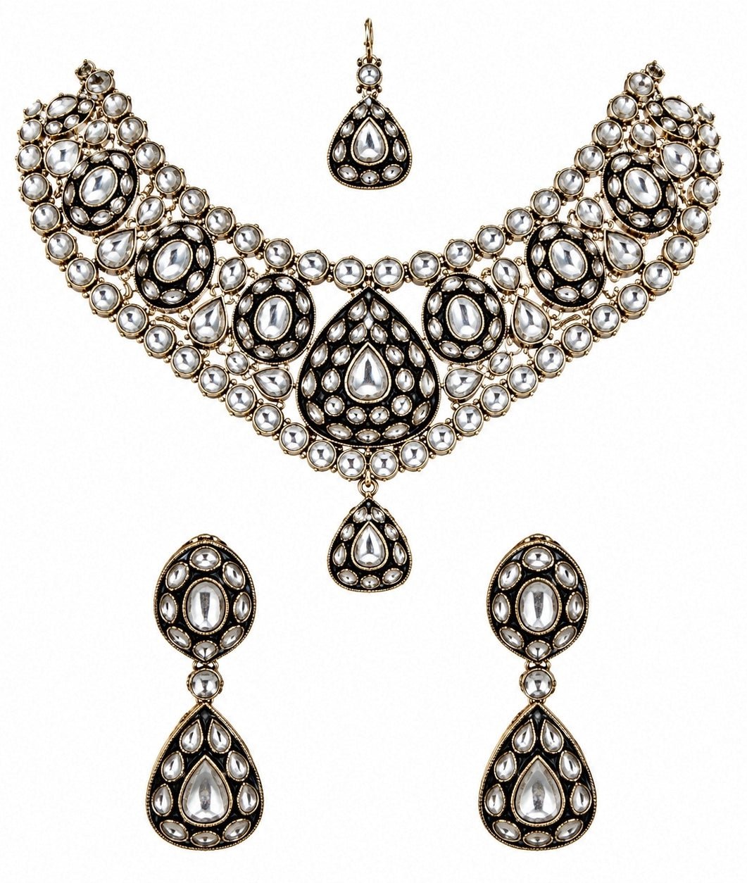 Vivinia By Vidhi Mehra Gold Plated Green Kundan And Polki Necklace SetFabilicious Fashion