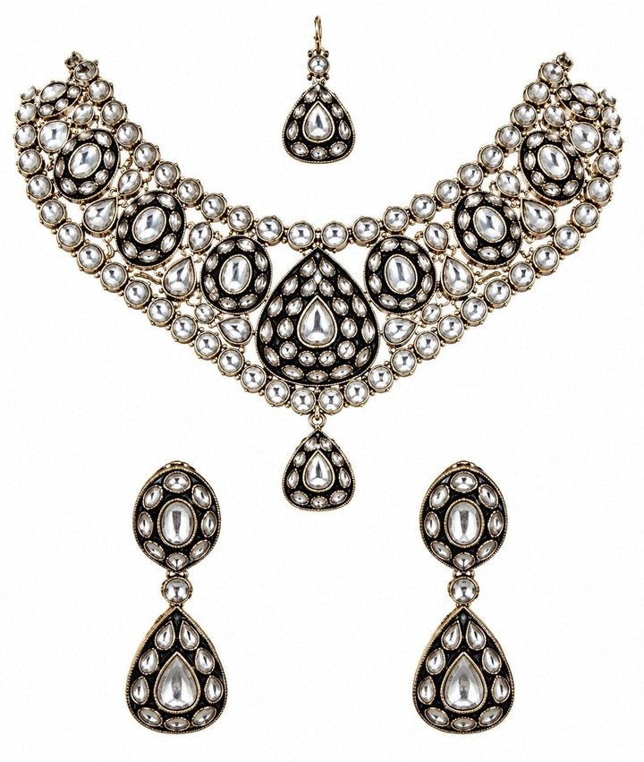 Vivinia By Vidhi Mehra Gold Plated Green Kundan And Polki Necklace SetFabilicious Fashion