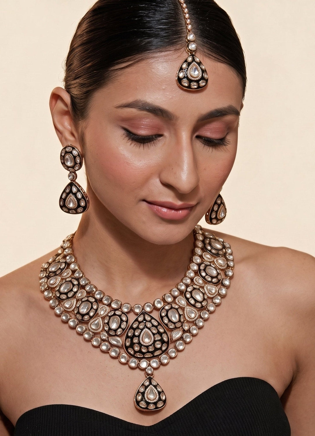 Vivinia By Vidhi Mehra Gold Plated Green Kundan And Polki Necklace SetFabilicious Fashion