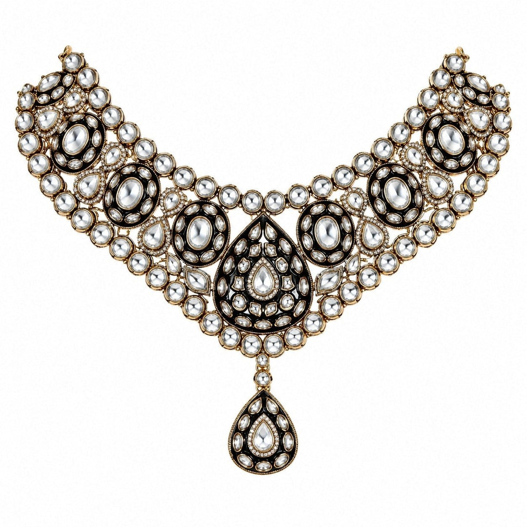 Vivinia By Vidhi Mehra Gold Plated Green Kundan And Polki Necklace SetFabilicious Fashion