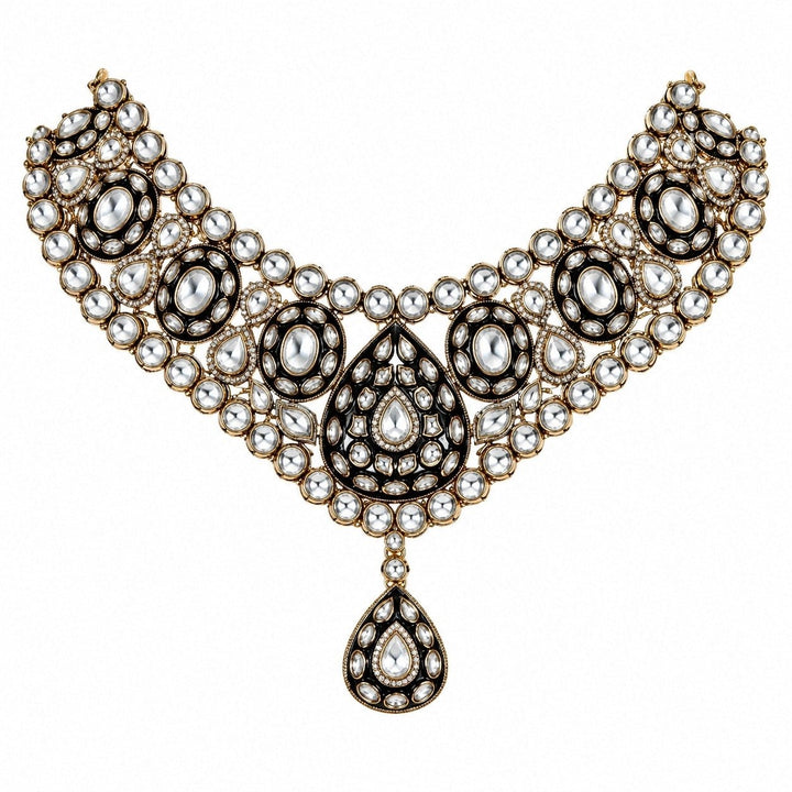 Vivinia By Vidhi Mehra Gold Plated Green Kundan And Polki Necklace SetFabilicious Fashion