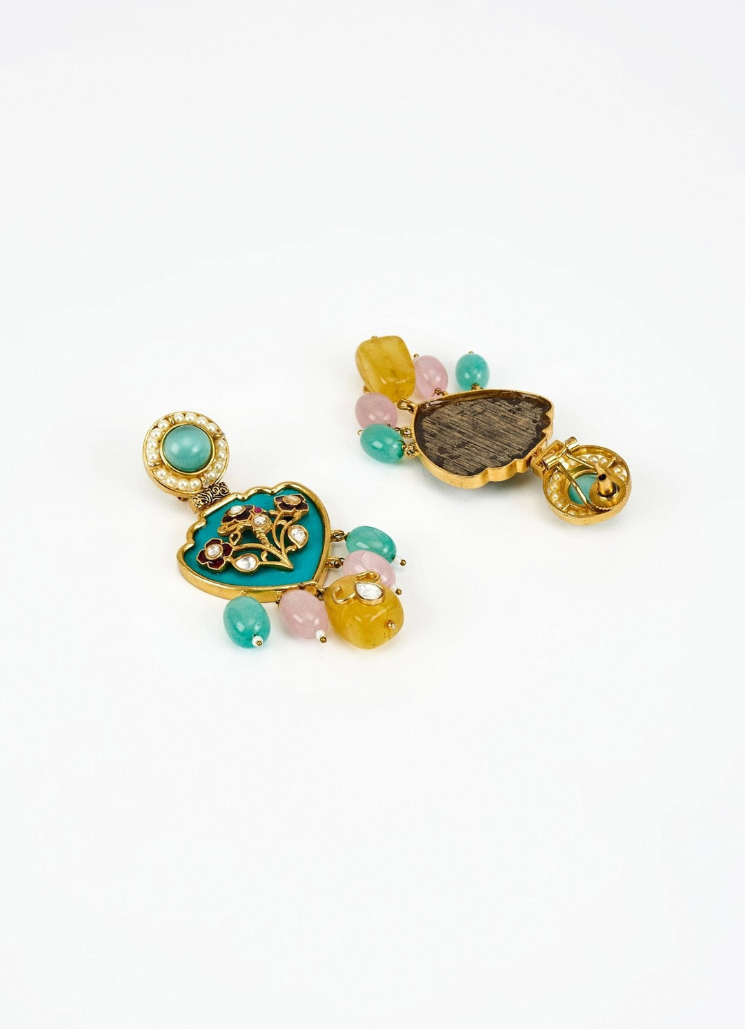 Gold Plated Green Kundan Long Necklace Set With Pearl Hangings Vivinia by Vidhi Mehra - Fabilicious Fashion
