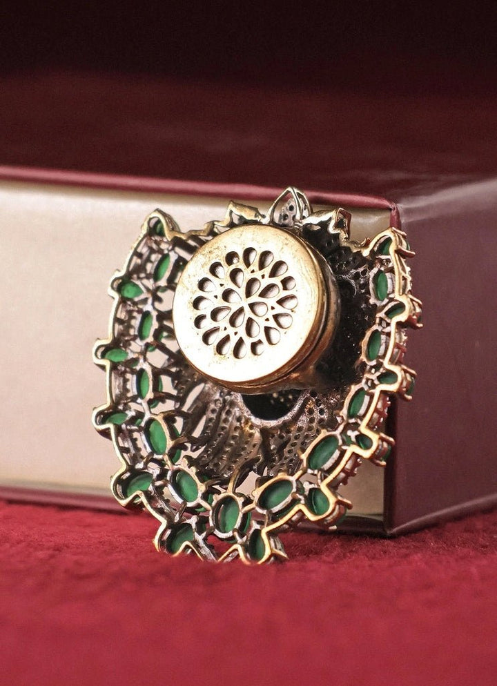 Mr Jewels Gold Plated Green Stone BroochFabilicious Fashion