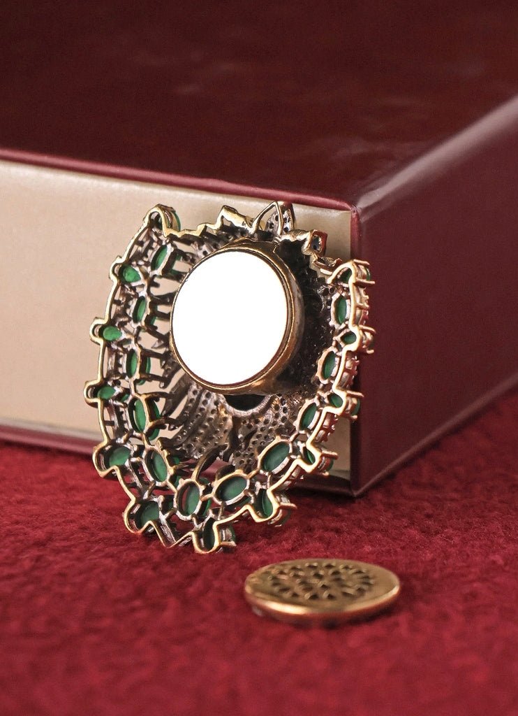 Mr Jewels Gold Plated Green Stone BroochFabilicious Fashion