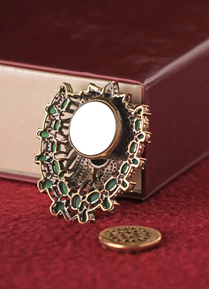 Mr Jewels Gold Plated Green Stone BroochFabilicious Fashion