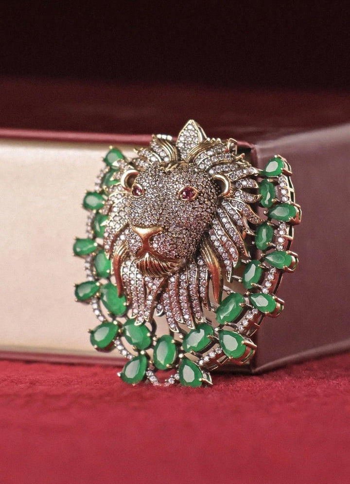 Mr Jewels Gold Plated Green Stone BroochFabilicious Fashion