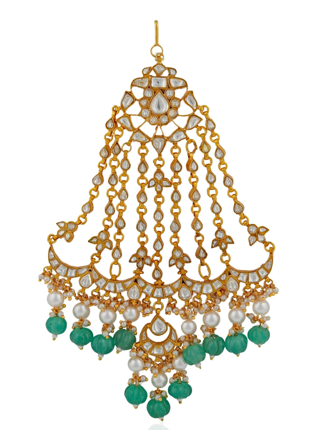 Gold Plated Green Stone Passa Riana by Shikha Jindal - Fabilicious Fashion