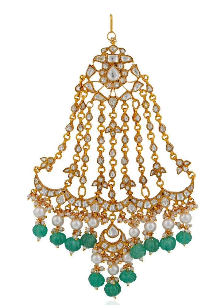 Gold Plated Green Stone Passa Riana by Shikha Jindal - Fabilicious Fashion