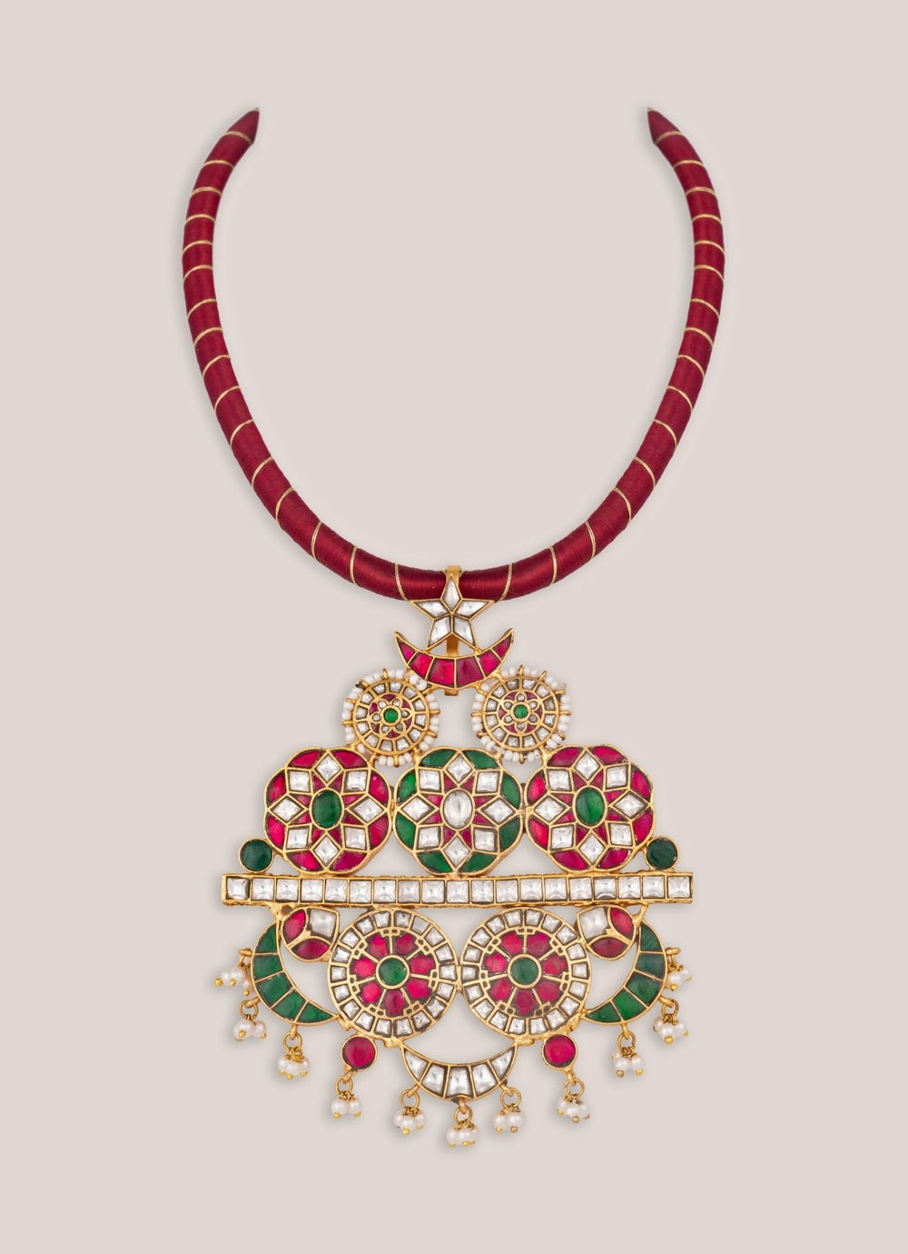 Gold Plated Hasli Style Necklace Set Zevar by Geeta - Fabilicious Fashion