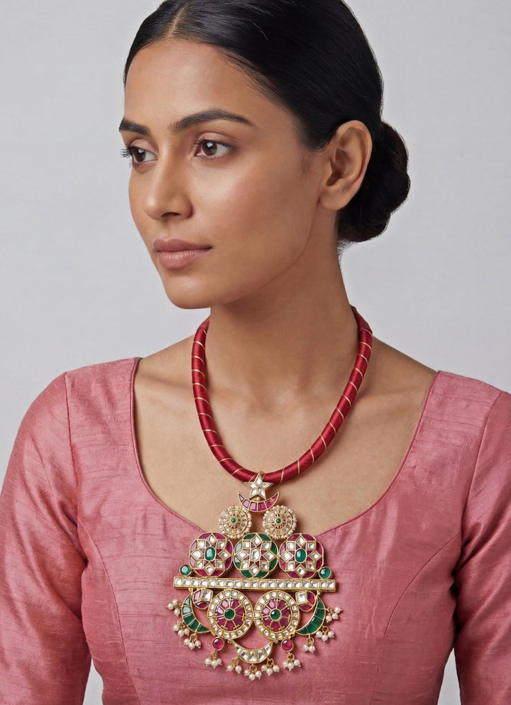 Gold Plated Hasli Style Necklace Set Zevar by Geeta - Fabilicious Fashion