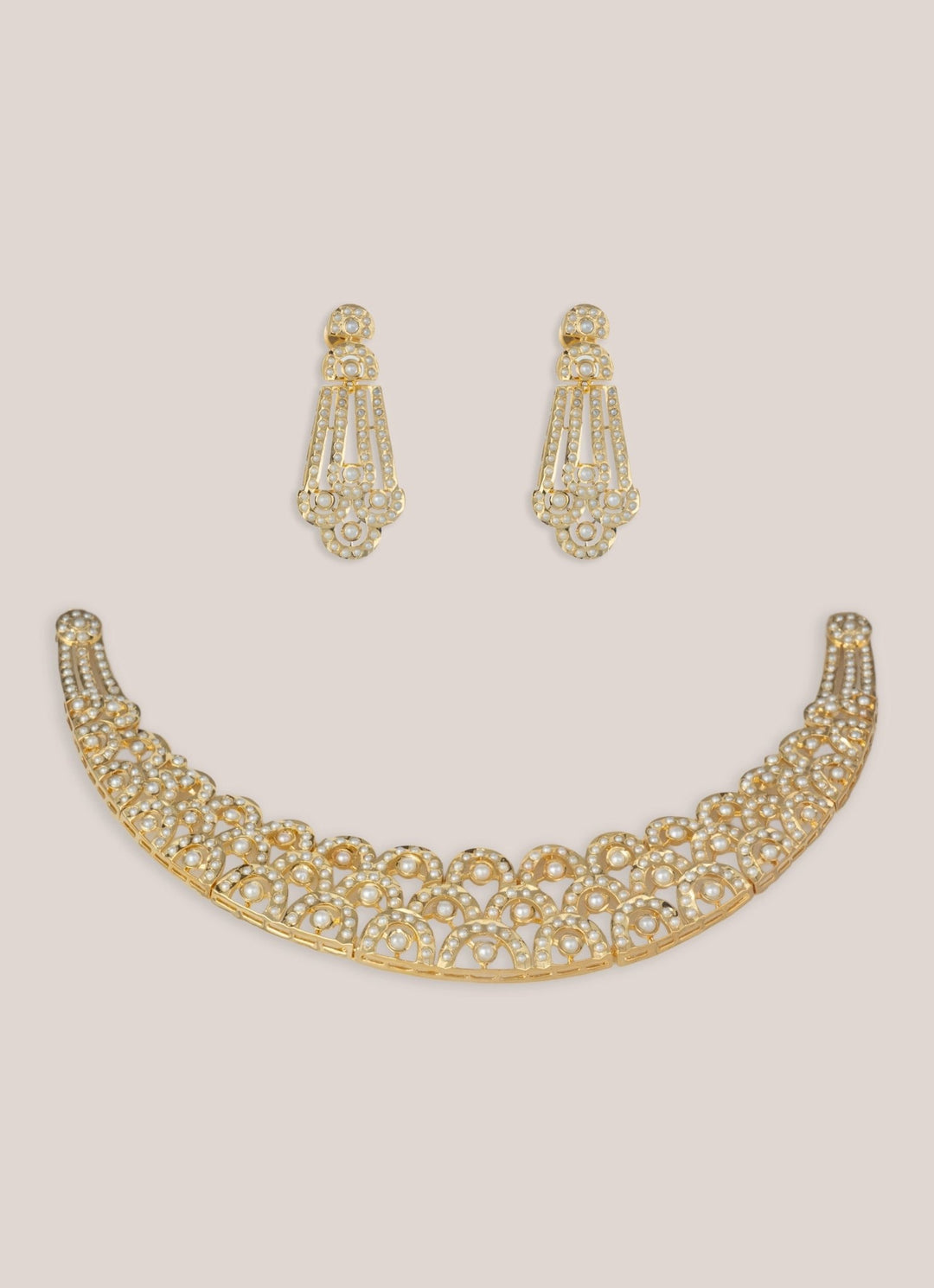 Zevar by Geeta Gold Plated Jadau Necklace SetFabilicious Fashion