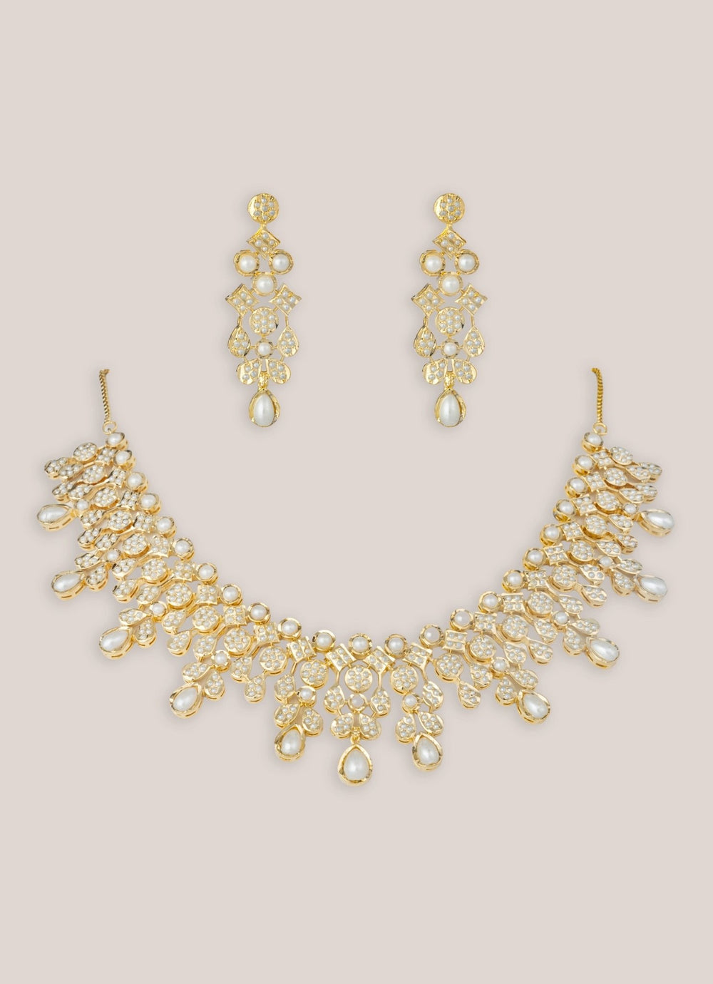 Zevar by Geeta Gold Plated Jadau Necklace SetFabilicious Fashion