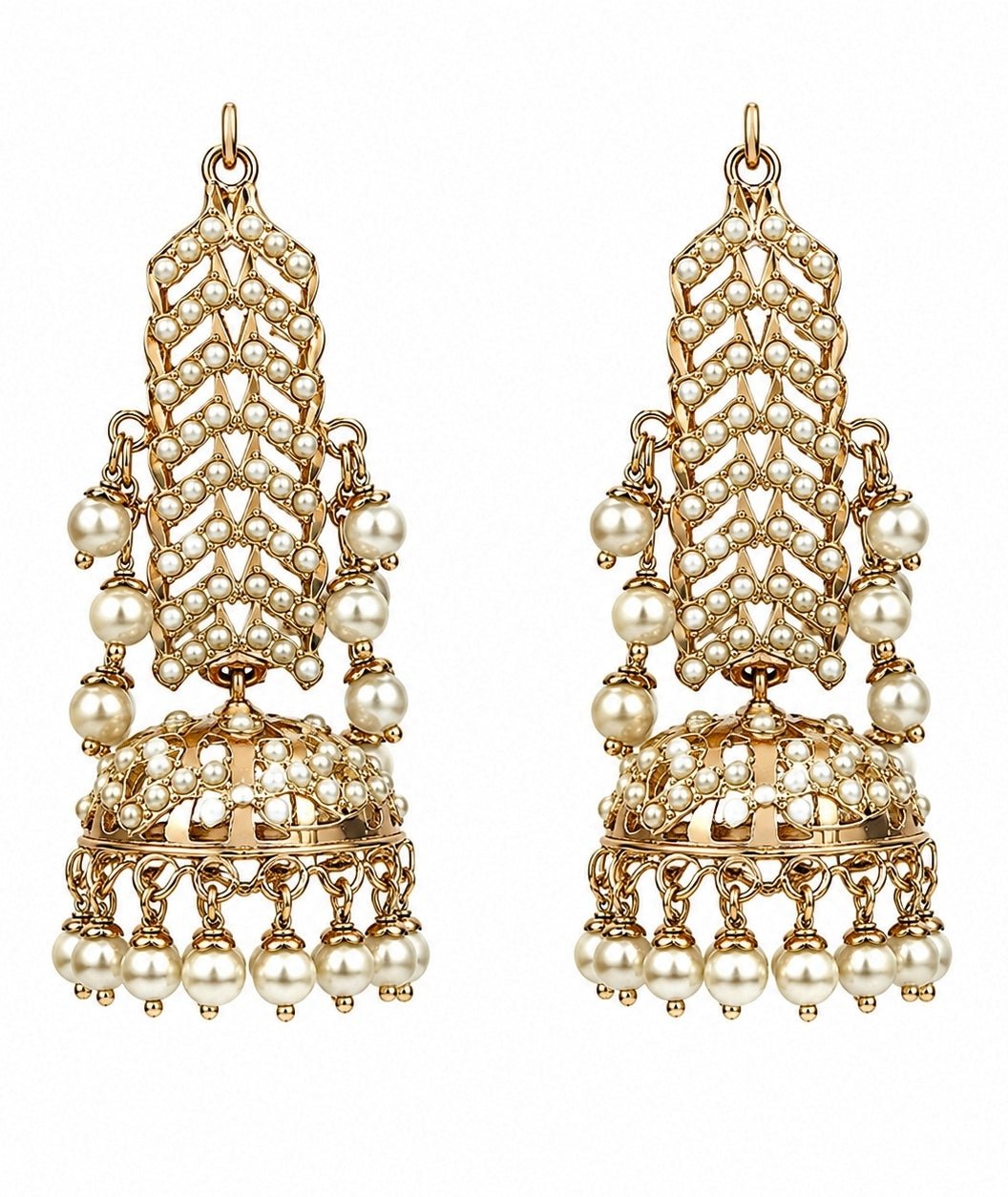 Vivinia By Vidhi Mehra Gold Plated Jadau Pearl JhumkaFabilicious Fashion