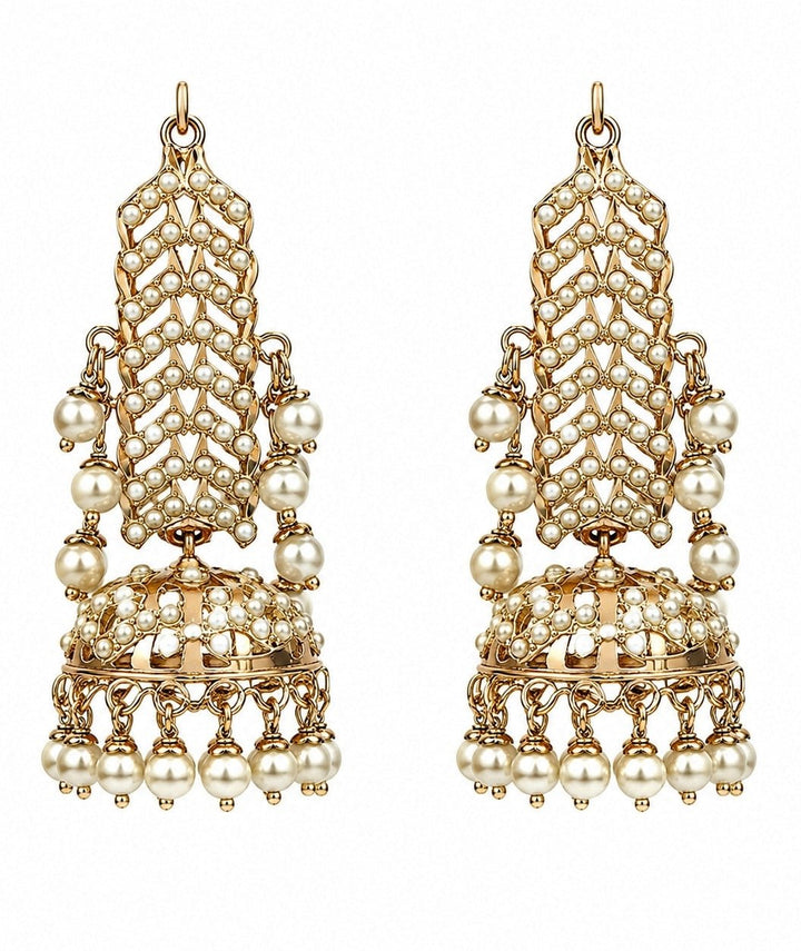 Vivinia By Vidhi Mehra Gold Plated Jadau Pearl JhumkaFabilicious Fashion