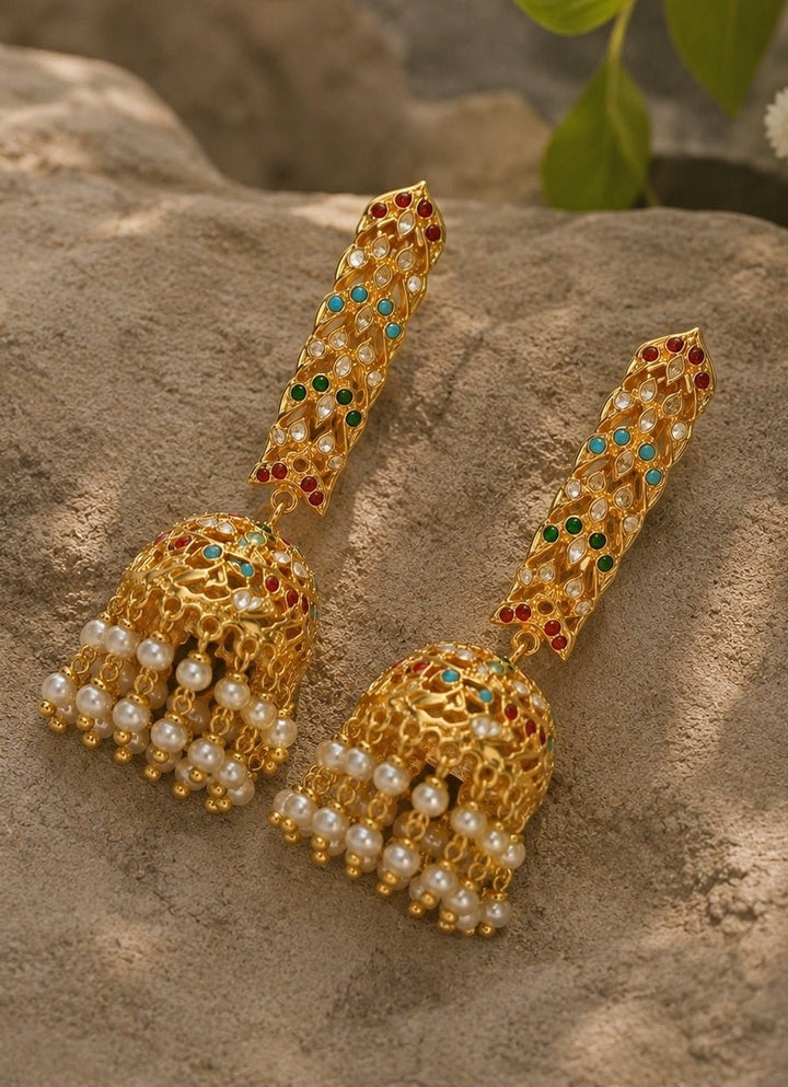 Vivinia By Vidhi Mehra Gold Plated Jhumka With Pearl FringeFabilicious Fashion