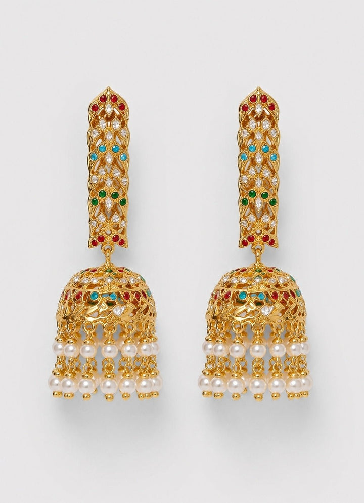 Vivinia By Vidhi Mehra Gold Plated Jhumka With Pearl FringeFabilicious Fashion