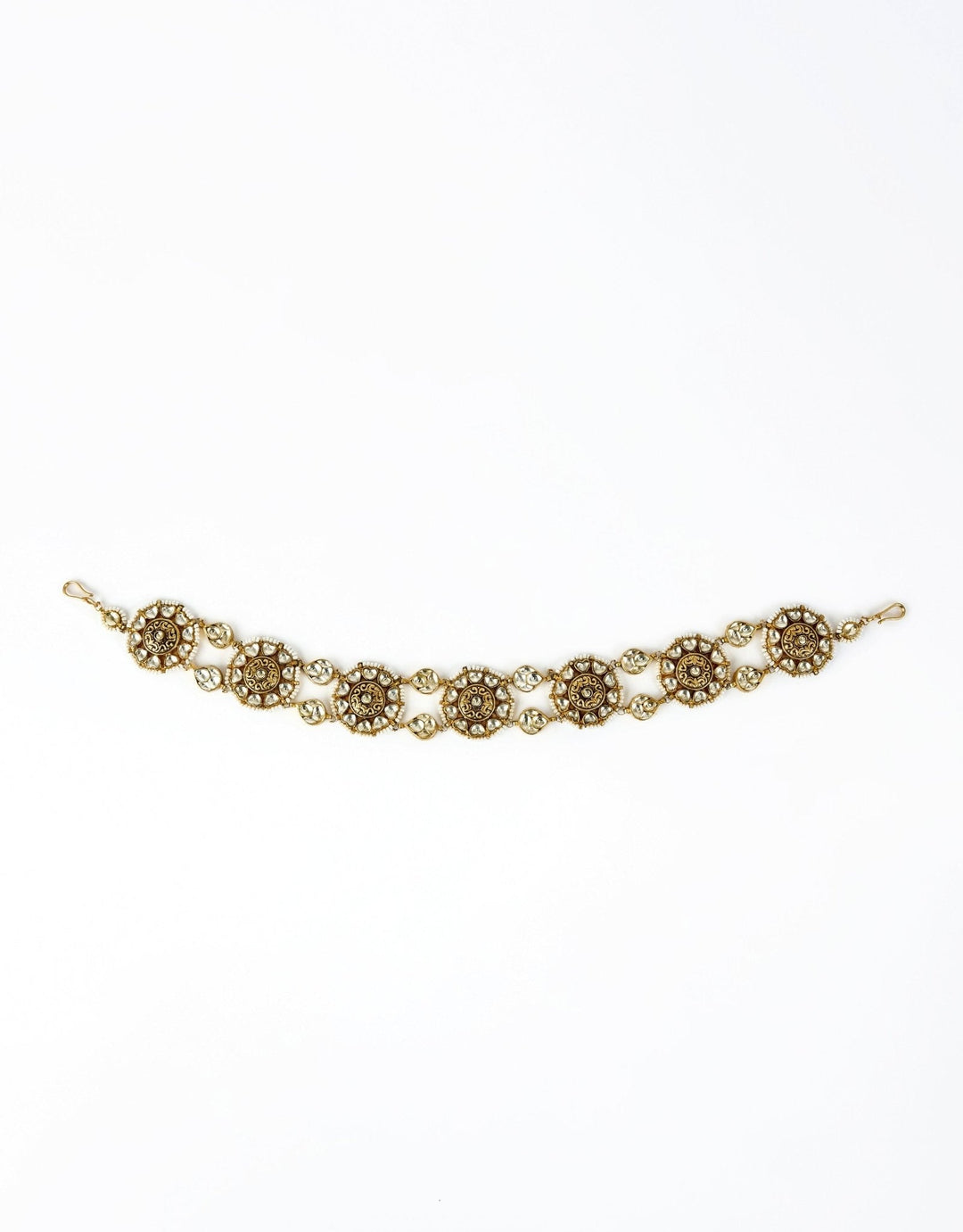 Gold Plated Kundan And Pearls Bridal Matha Patti Vivinia by Vidhi Mehra - Fabilicious Fashion