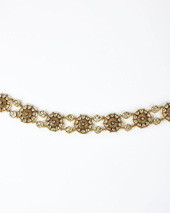 Gold Plated Kundan And Pearls Bridal Matha Patti Vivinia by Vidhi Mehra - Fabilicious Fashion