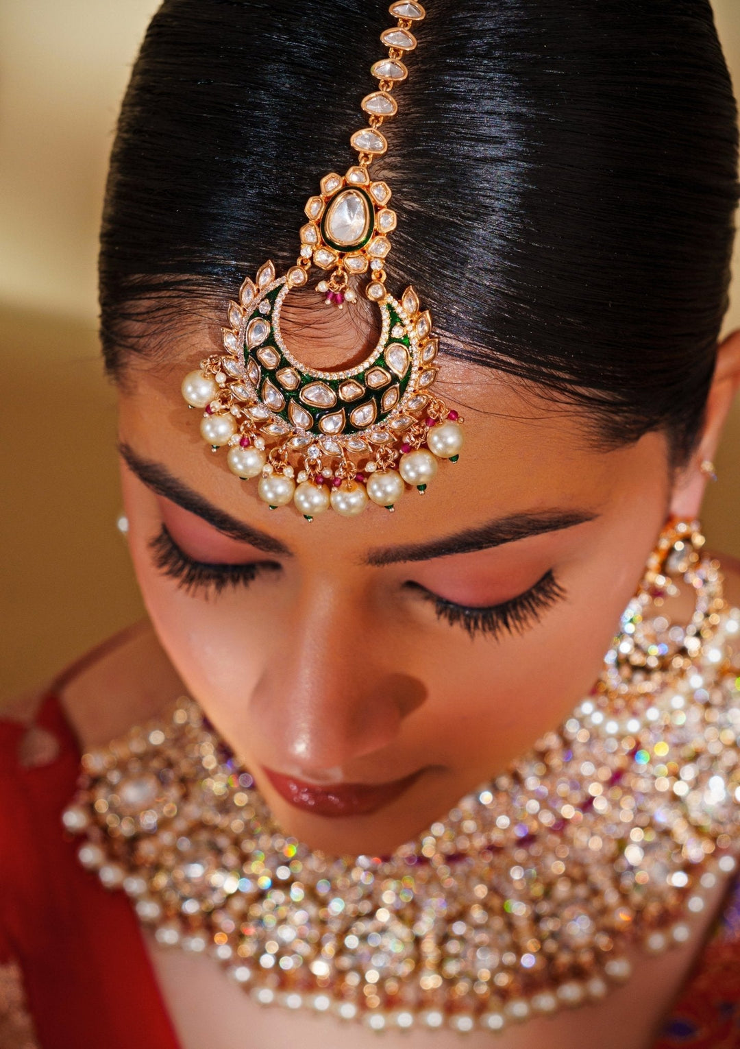 Gold Plated Kundan And Pink Stone Bridal Necklace Set Zevar by Geeta - Fabilicious Fashion