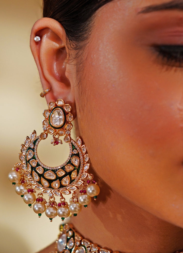 Gold Plated Kundan And Pink Stone Bridal Necklace Set Zevar by Geeta - Fabilicious Fashion