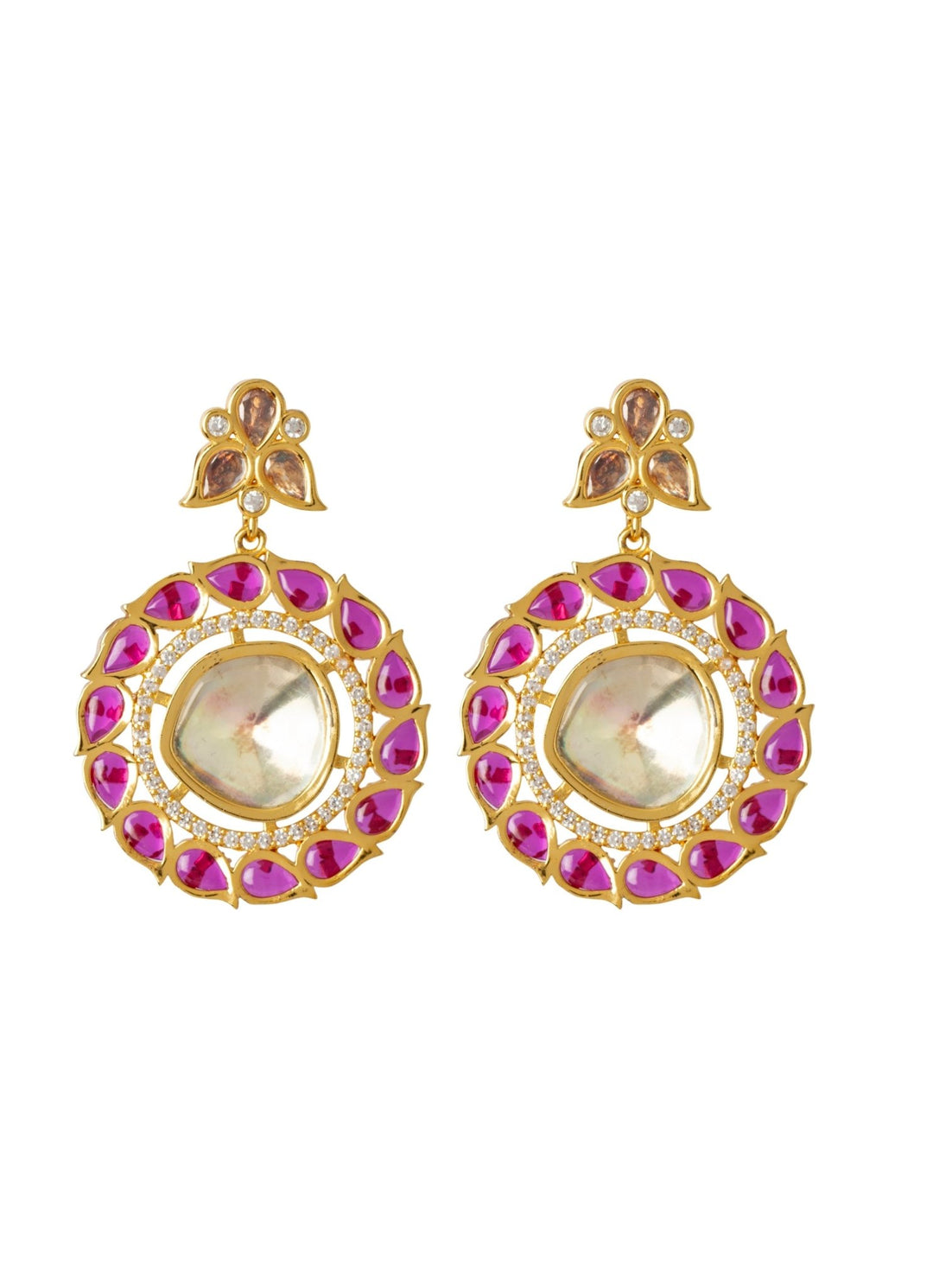 Gold Plated Kundan And Pink Stone Necklace Set Vivinia by Vidhi Mehra - Fabilicious Fashion