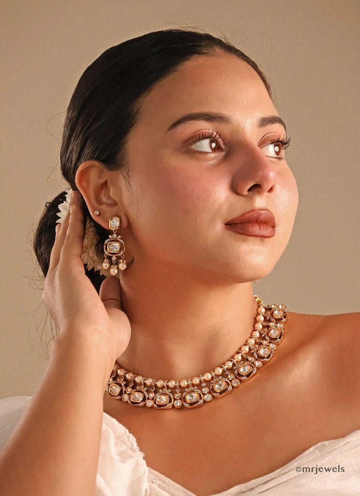 Gold Plated Kundan And Polki Choker Set Mr Jewels - Fabilicious Fashion