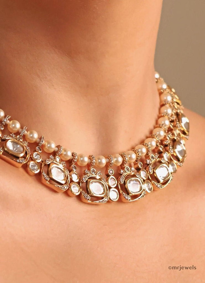 Gold Plated Kundan And Polki Choker Set Mr Jewels - Fabilicious Fashion
