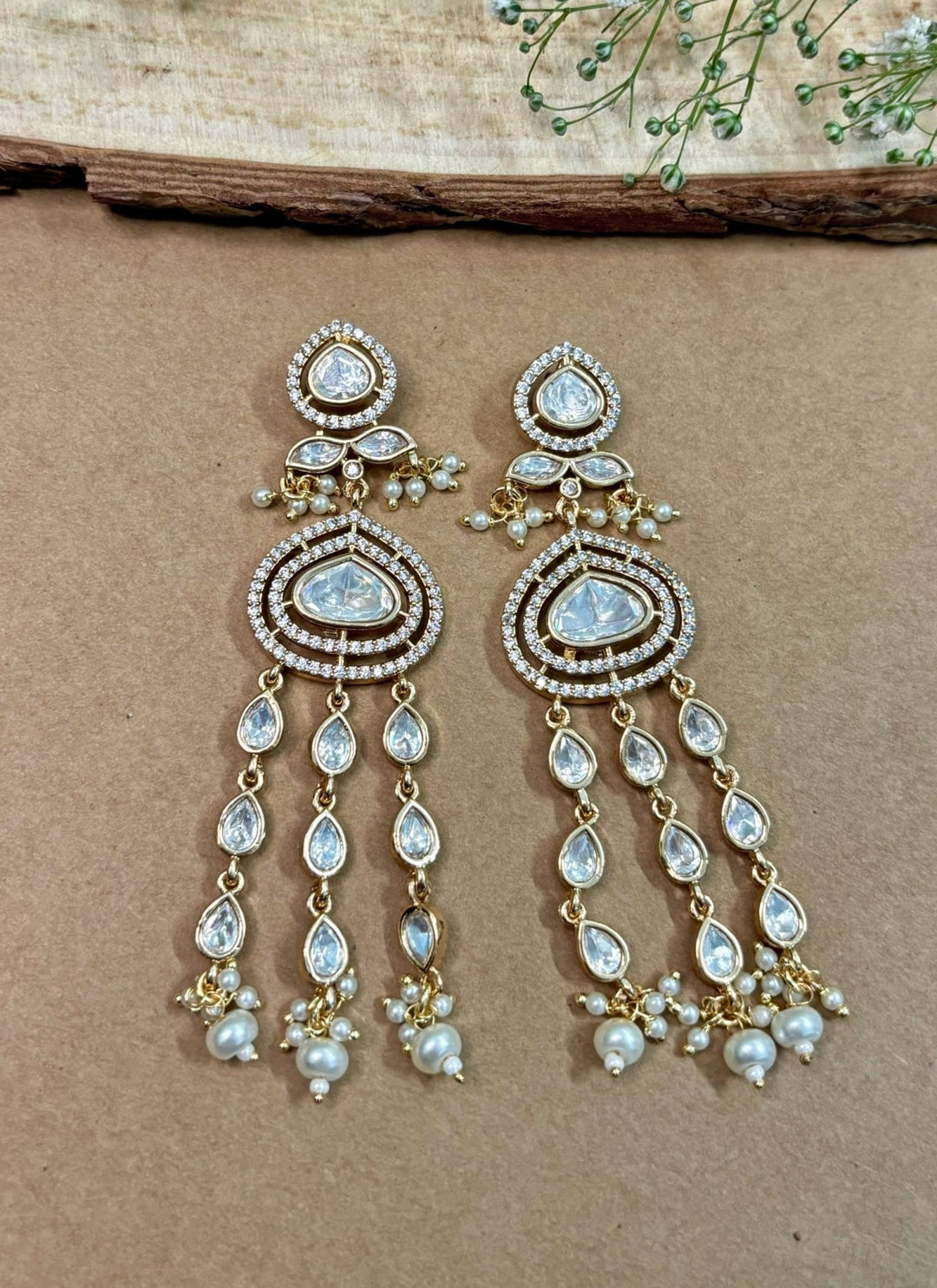 Naymee Gold Plated Kundan And Polki Dangler EarringsFabilicious Fashion