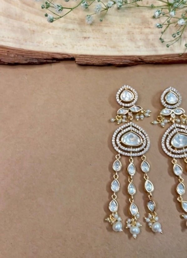 Naymee Gold Plated Kundan And Polki Dangler EarringsFabilicious Fashion