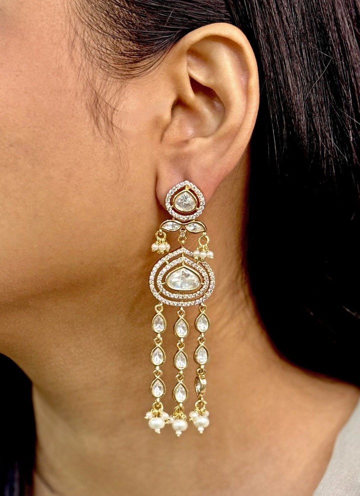 Naymee Gold Plated Kundan And Polki Dangler EarringsFabilicious Fashion