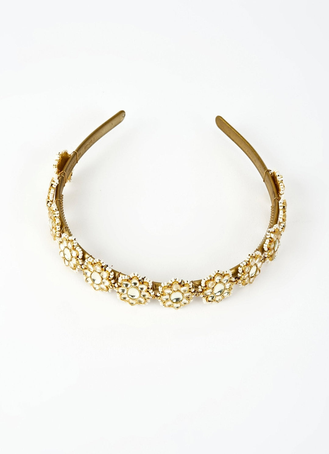 Gold Plated Kundan And Polki Matha Patti Vivinia by Vidhi Mehra - Fabilicious Fashion