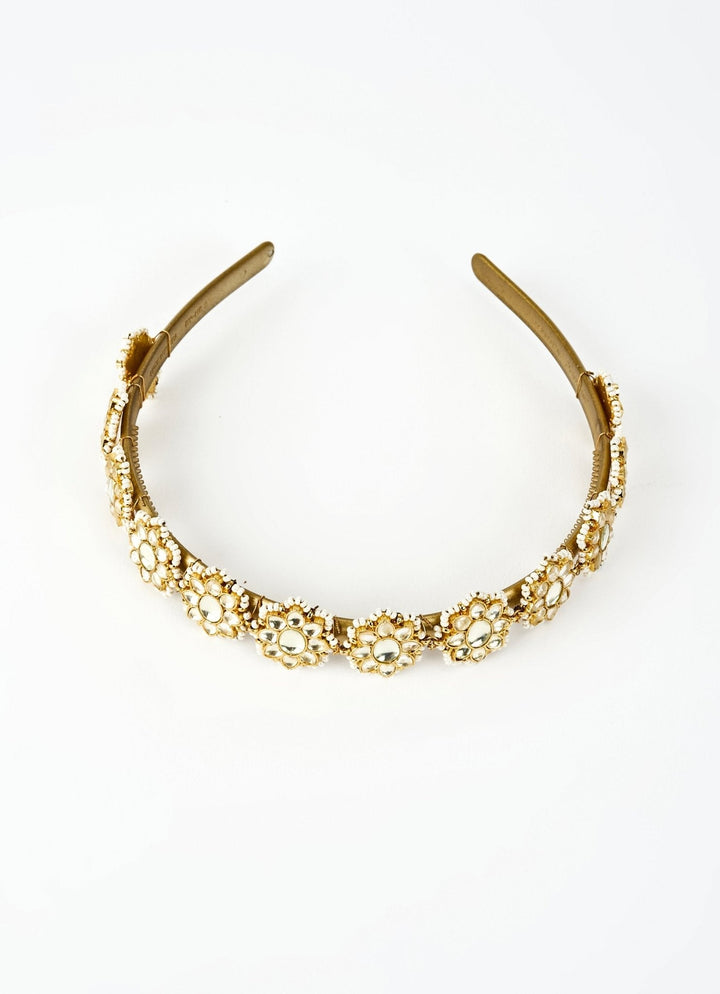 Gold Plated Kundan And Polki Matha Patti Vivinia by Vidhi Mehra - Fabilicious Fashion