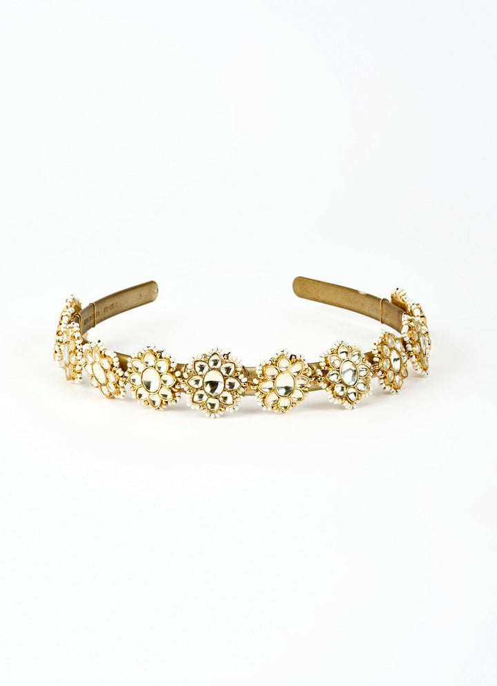 Gold Plated Kundan And Polki Matha Patti Vivinia by Vidhi Mehra - Fabilicious Fashion
